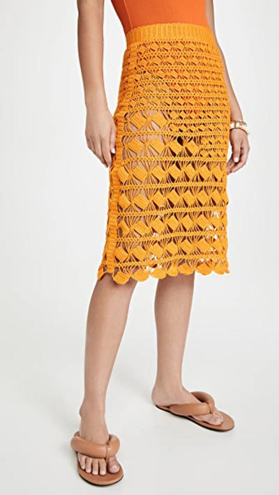 Shop Acne Studios Crochet Skirt In Orange