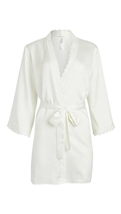Shop Flora Nikrooz Solid Charmeuse Wrap Robe With Lace Trim In Ivory