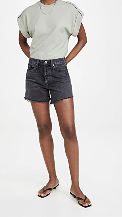 Shop Agolde Parker Long Loose Shorts Chromatic 27