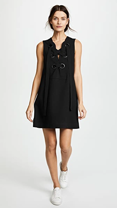 English Factory Lace Up Front Dress In Black