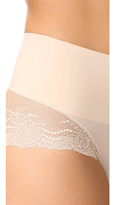 Spanx Undie-tectable Lace Hi-hipster Panties In Almond