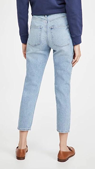 Shop Dl 1961 Susie High Rise Tapered Jeans In Seaglass Distressed