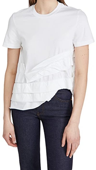 Shop Marques' Almeida Ripped Frill T-shirt In White