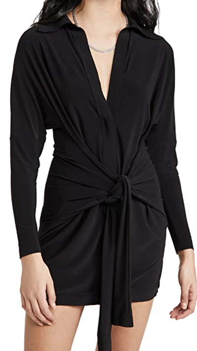Shop Norma Kamali Mini Tie Front Dress Black