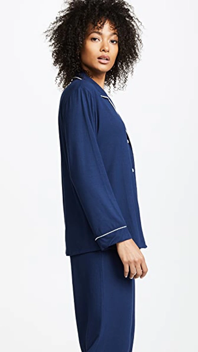 Eberjey Gisele Stretch-modal Jersey Pajama Set In Navy/ivory