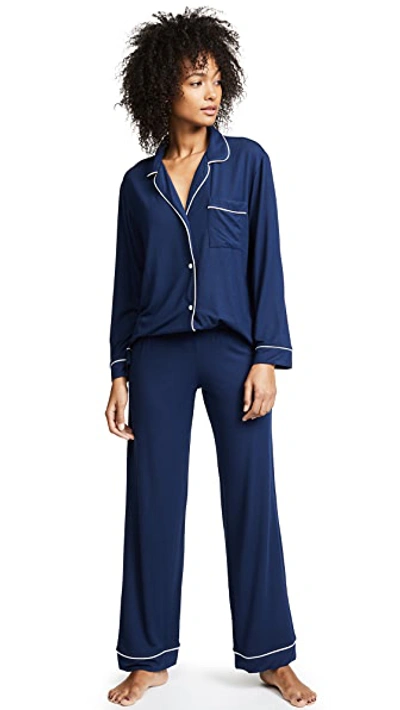 Eberjey Gisele Stretch-modal Jersey Pajama Set In Navy/ivory