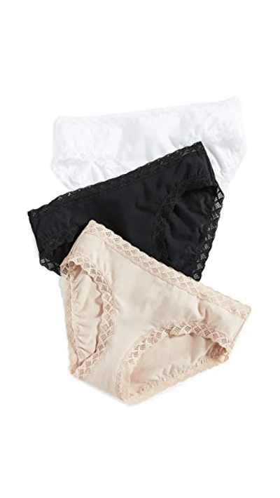 Natori Bliss 3-pack Cotton Blend Briefs In Black/cafe/white