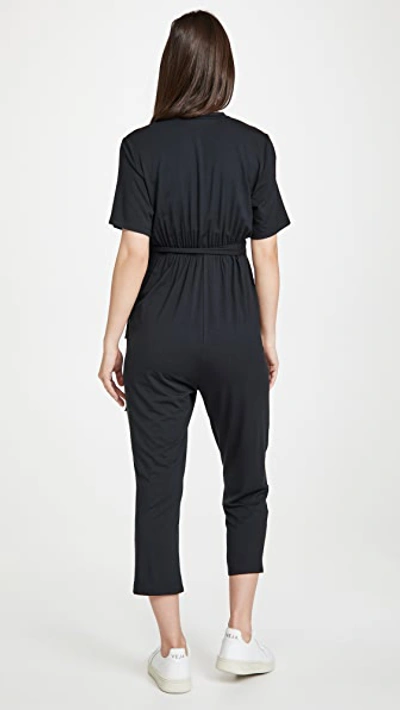 Shop Ingrid & Isabel Short Sleeve Knit Jumpsuit In Black