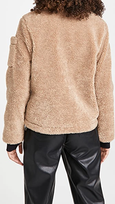 Sam Bailey Hooded Fleece Puffer Coat In Camel