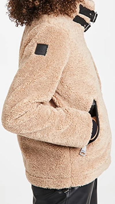 Sam Bailey Hooded Fleece Puffer Coat In Camel