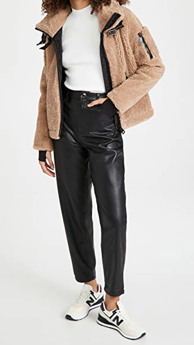 Sam Bailey Hooded Fleece Puffer Coat In Camel