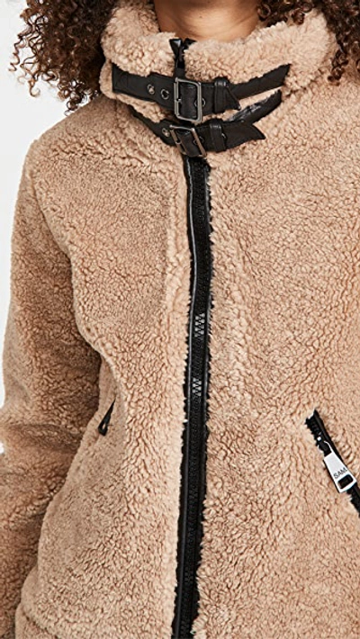 Sam Bailey Hooded Fleece Puffer Coat In Camel
