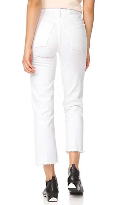Re/done High Rise Stove Pipe Straight Jeans In Vintage White Worn