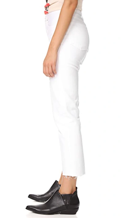 Re/done High Rise Stove Pipe Straight Jeans In Vintage White Worn