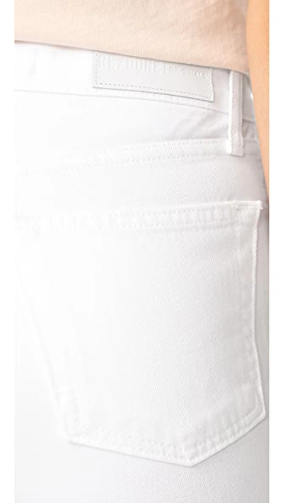 Re/done High Rise Stove Pipe Straight Jeans In Vintage White Worn