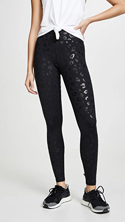 Shop Terez Black Cheetah Foil Leggings In Black Foil Cheetah