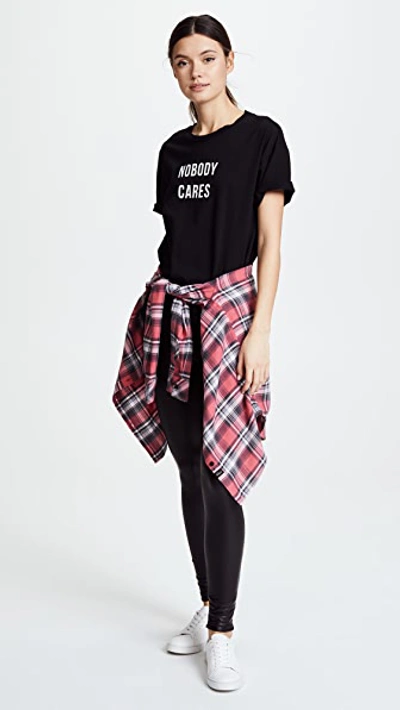 Plush Fleece Lined Liquid Legging With Contrast Zipper In Black