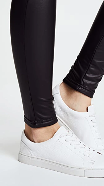 Plush Fleece Lined Liquid Legging With Contrast Zipper In Black