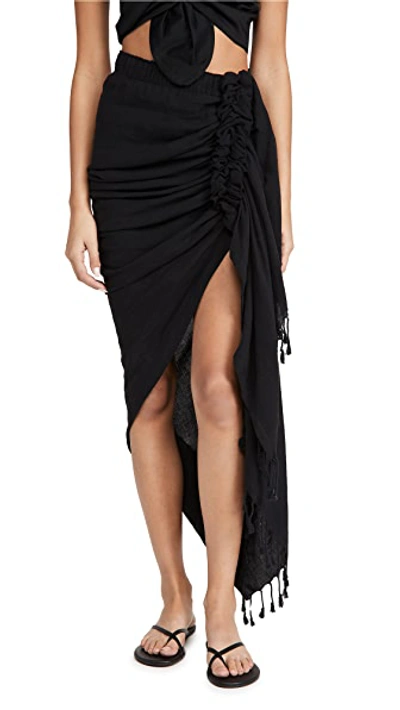 Just Bee Queen Tulum Swim Cover Up Skirt In Black