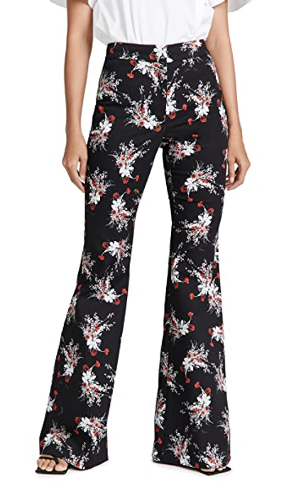 Shop Adam Lippes Cropped Flare Pants In Printed Cotton Twill