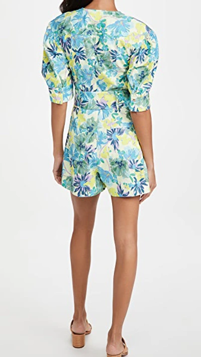 Shop Tanya Taylor Becky Romper In Hibiscus Floral Neon Yellow