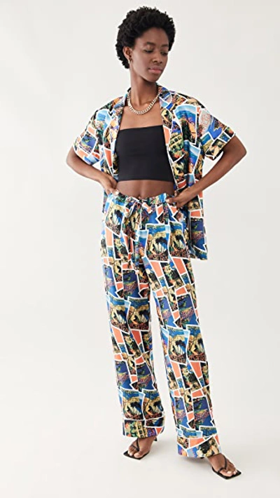 Shop Aliétte Postcard Print Pants In Multi