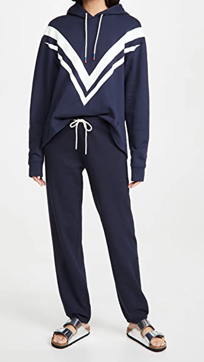 Tory Sport Tory Burch French Terry Chevron Hoodie In Tory Navy