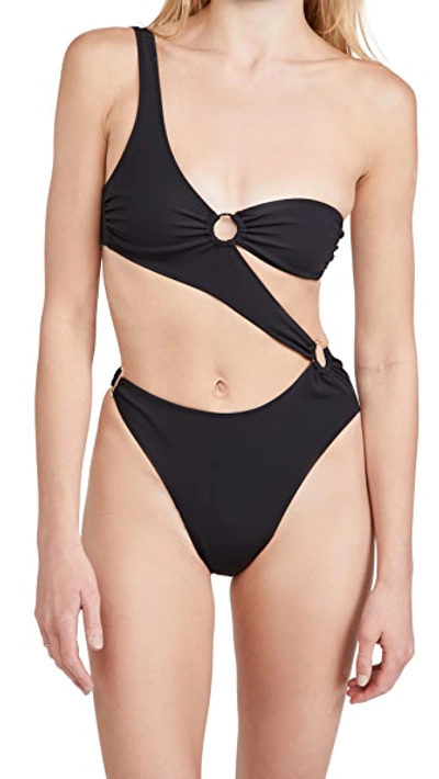 Stella Mccartney Stellawear Perforated One-piece Swimsuit In Black |  ModeSens