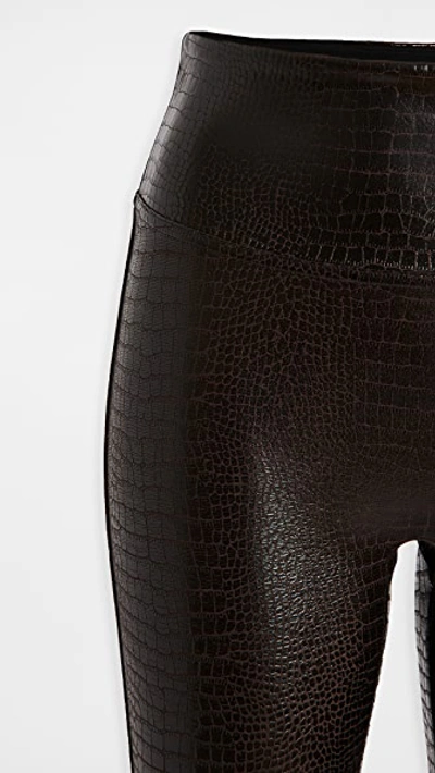 Shop Spanx Faux Leather Croc Leggings In Brown/black