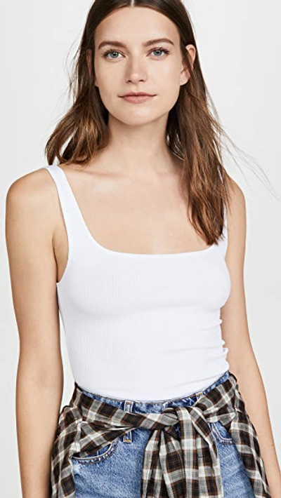 Shop Lna Essential Ribbed Scoop Tank In White