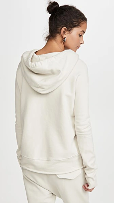 Nili Lotan Henriette Hooded Lace-up Tasseled Cotton-terry Poncho In Chalk