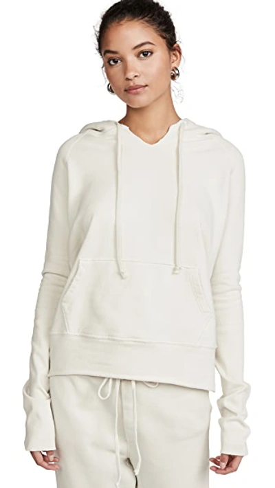 Nili Lotan Henriette Hooded Lace-up Tasseled Cotton-terry Poncho In Chalk