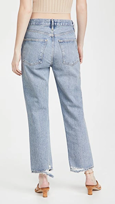 Shop Agolde Lana Crop Mid Rise Vintage Straight Jeans In Emulsion