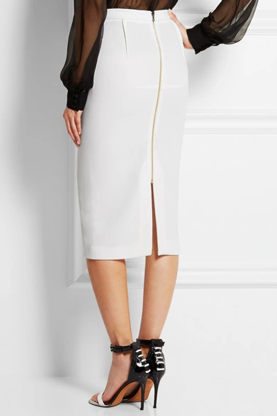 Shop Roland Mouret Arreton Wool-crepe Pencil Skirt In White