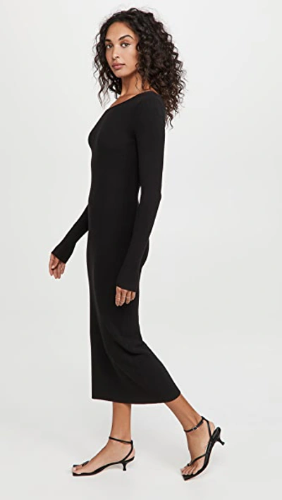 Shop Lapointe One Shoulder Long Sleeve Midi Dress Black