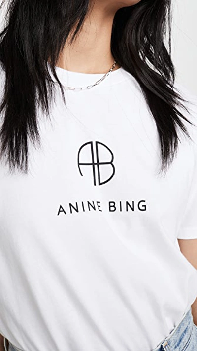 Shop Anine Bing Hudson Tee Monogram In Optic White