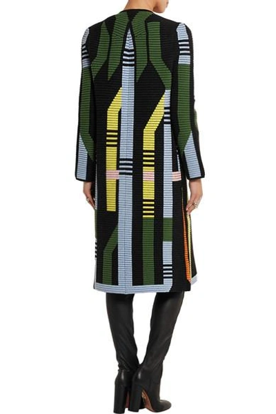 Shop Peter Pilotto Track Ribbed Stretch Wool-blend Coat In Black