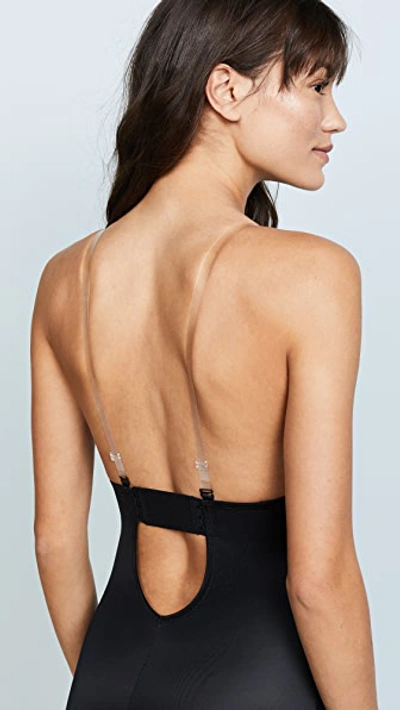 Spanx Suit Your Fancy Plunge Low-back Mid-thigh Bodysuit Very Black In Very Black