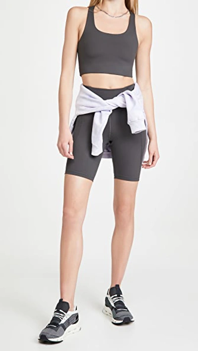 Shop Girlfriend Collective High Rise Bike Shorts In Moon