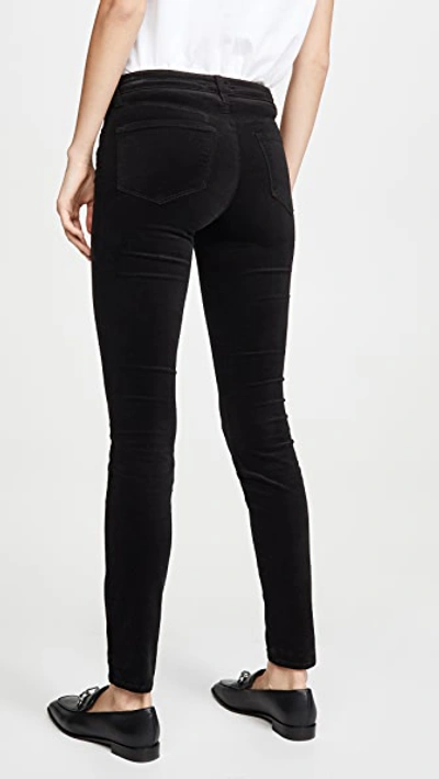 Shop L Agence Marguerite Velvet High Rise Skinny Pants Noir