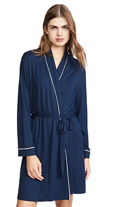 Shop Eberjey Gisele Tuxedo Robe Navy