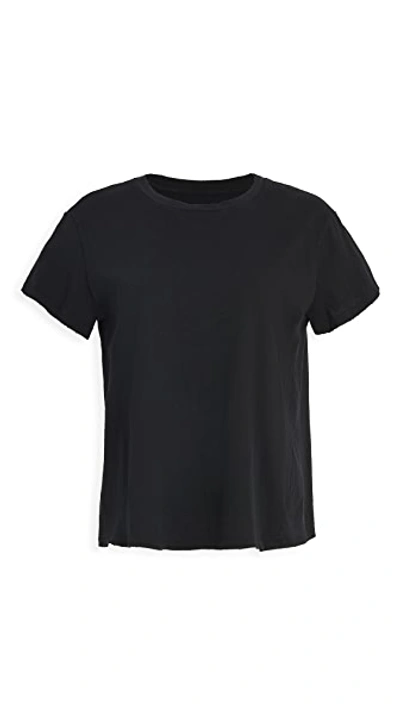 Nili Lotan Silk Short Sleeve T-shirt In Washed Black