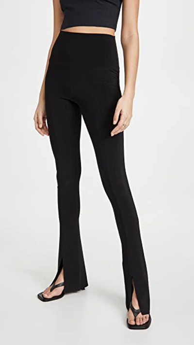 Norma Kamali Spat Split-hem Jersey Leggings In Black