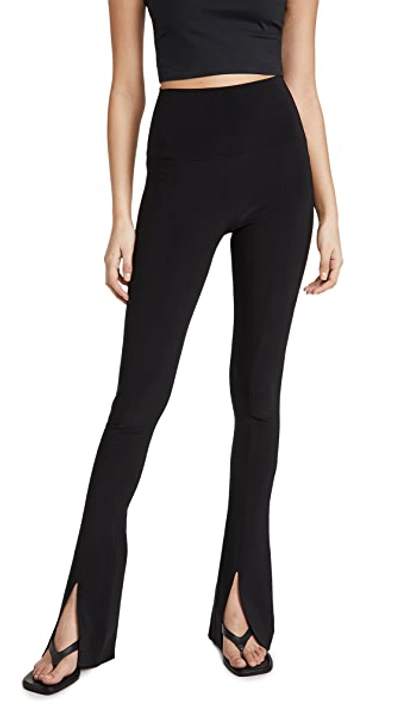 Norma Kamali Spat Split-hem Jersey Leggings In Black