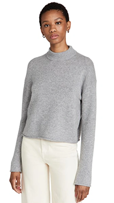 Theory Cashmere Mock Neck Cropped Pullover Sweater In Grey | ModeSens