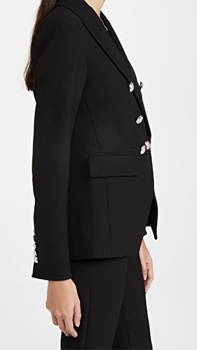 Veronica Beard Miller Dickey Double-breasted Grain De Poudre Blazer In Black