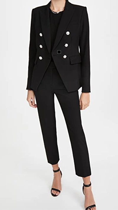 Veronica Beard Miller Dickey Double-breasted Grain De Poudre Blazer In Black