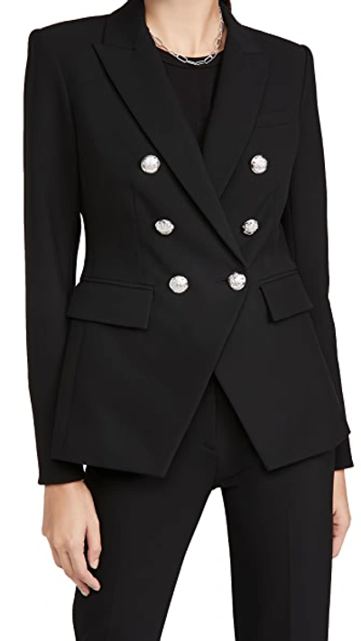Veronica Beard Miller Dickey Double-breasted Grain De Poudre Blazer In Black
