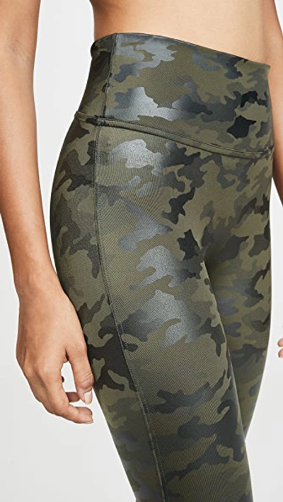 Shop Spanx Faux Leather Camo Leggings In Matte Green Camo