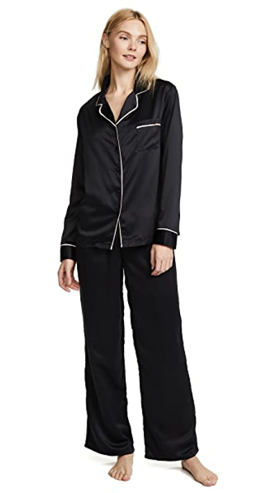 Bluebella Claudia Black Satin Pajama Set In Black/pale Pink